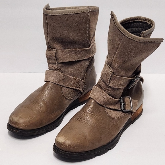 Sorel Major Moto Boots Tan Taupe - Picture 3 of 12